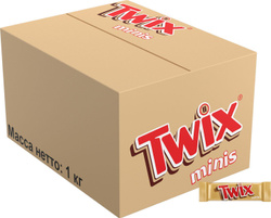 Конфеты шоколадные батончики Twix Minis, 1 кг / Печенье, шоколад, карамель