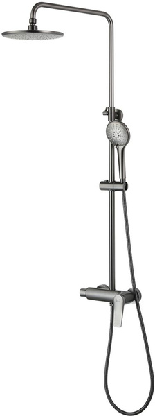 Lemark LM3760GM "BRONX" Смеситель для душа с верхней душевой лейкой "Тропический дождь", 3-ф. лейкой, графи — купить в Алматы