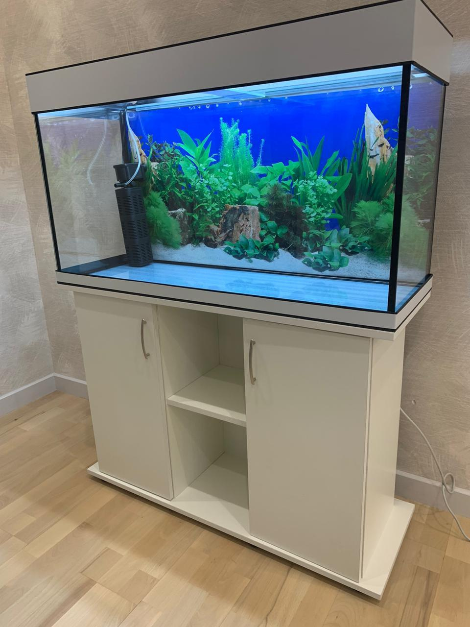 Аквариум 200 литров с тумбой AquariumBest цвет Белый 101х36х58 (ДхШхВ ...