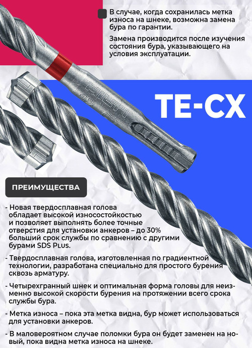 Бур по бетону HILTI 6 мм x 120 мм TE-CX (SDS PLUS) купить на OZON