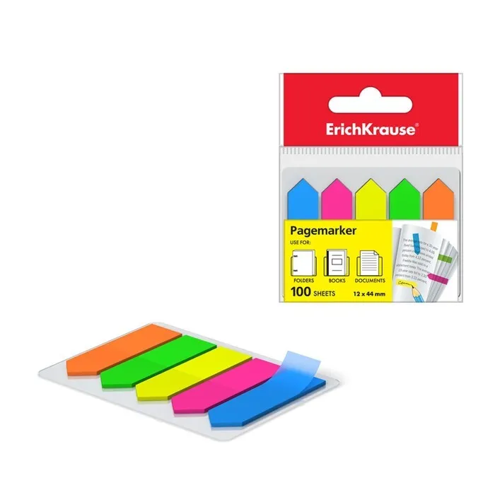 Закладки пластиковые 12 x 44 мм ErichKrause "Стрелки", 5 цветов по 25 ...
