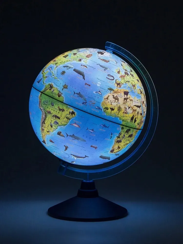 Глобус Globen Зоогеографический, детский, 250 мм, с подсветкой от батареек, Классик Евро, вариант, фото 2