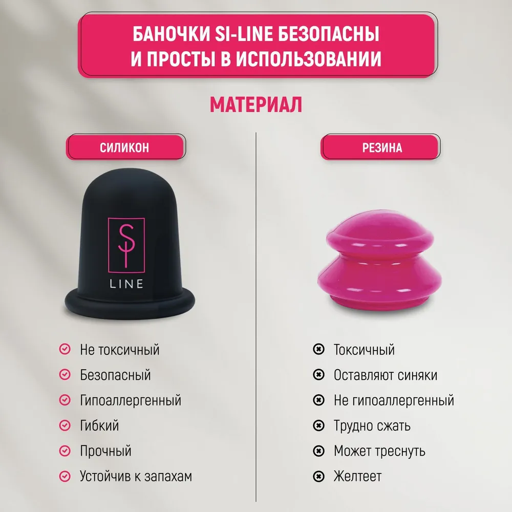 Банки для массажа вакуумные силиконовые Si-Line , набор 4 шт, щеточка для умывания, чехол для хранения, 4 шт, фото 4