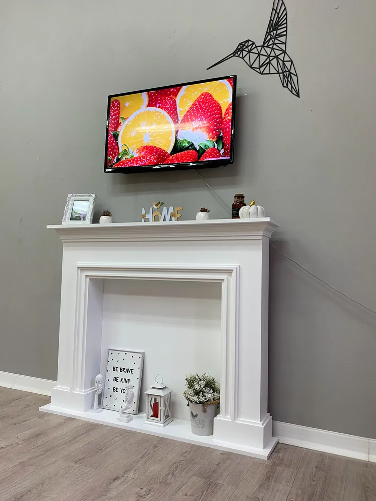 Kamin_decor_msk Портал каминный Милан 120, белый / декоративный камин, белый, фото 4