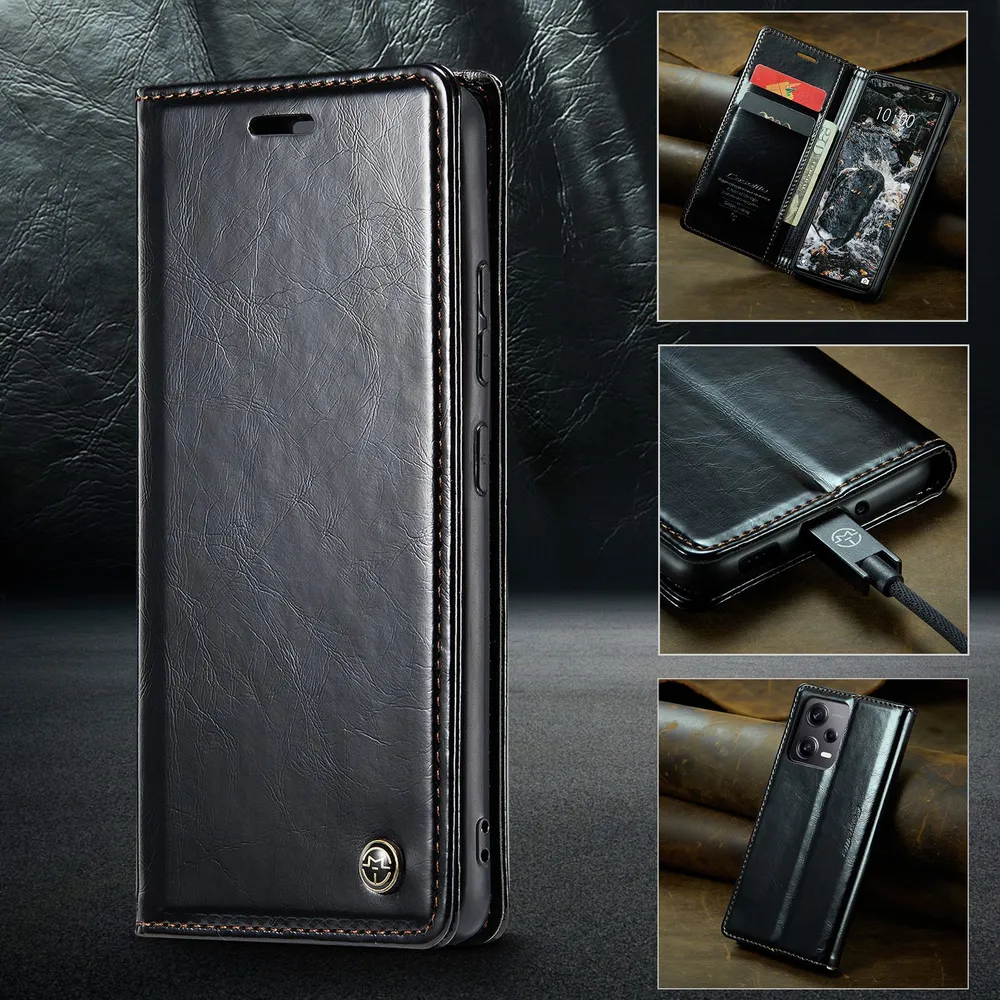 Caseme Кожаный книжка чехол для Xiaomi Redmi Note 12 Pro Plus+ 5G /Сяоми Нот 12 Про + Редми Нот 12 Про 5G с визитницей из экокожи, 5 г, 5 г, фото 2