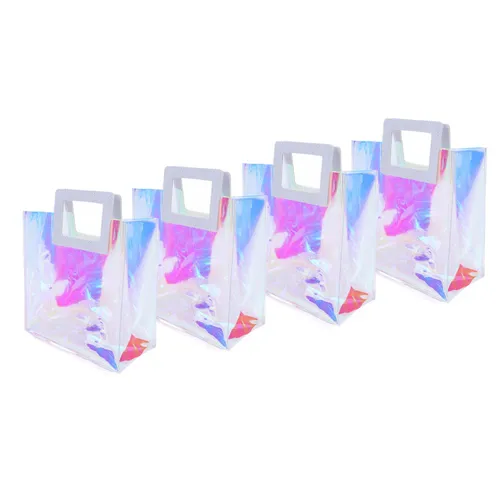 4 сумки-шопера: иридисцентные, прозрачные, большая вместимость, голографические, для пляжа, модные
