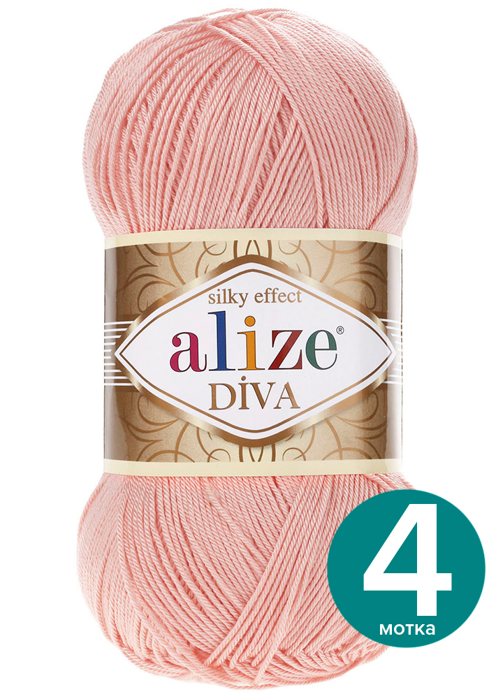 Пряжа Alize Diva (Ализе Дива) - персик (145), 100 г / 350 м (100% ...