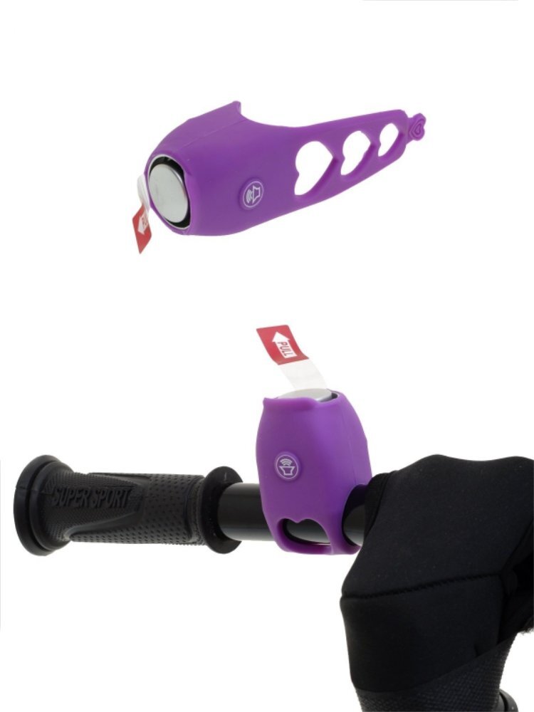 Звонок электрический для велосипеда, громкий, зарядка от батареек, фиолетовый Звонок электрический для велосипеда, громкий, зарядка от батареек, фиолетовый