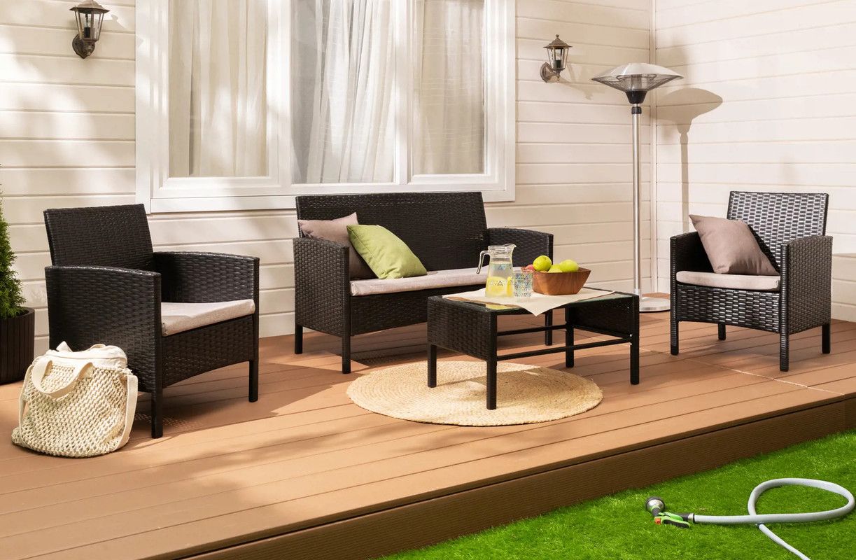 Набор садовой мебели марокко полиротанг коричневый стол диван и 2 кресла