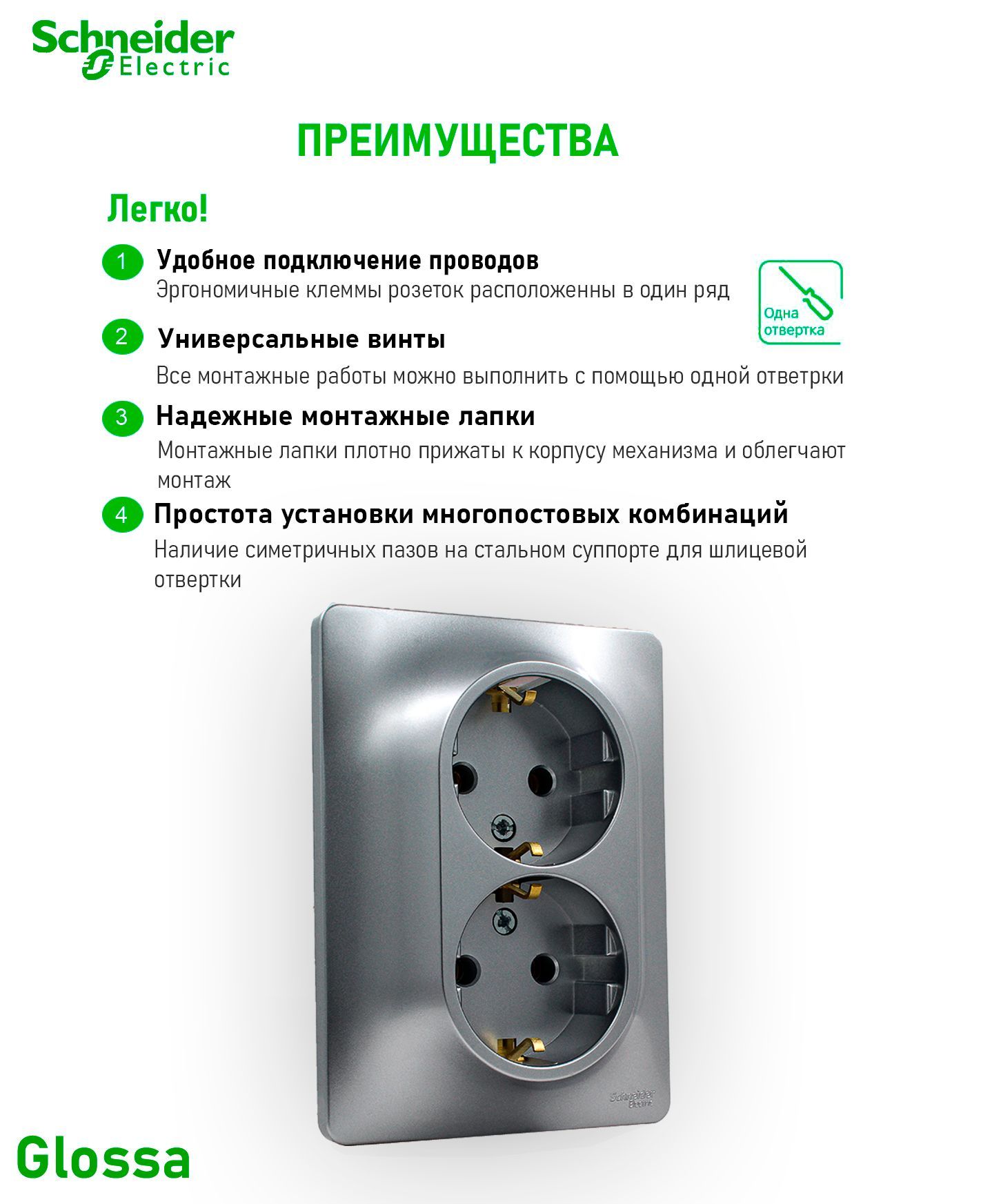 Розетка двухместная Schneider Electric GLOSSA, скрытый монтаж, с  заземлением,Алюминий - купить по низкой цене в интернет-магазине OZON  (972213953)