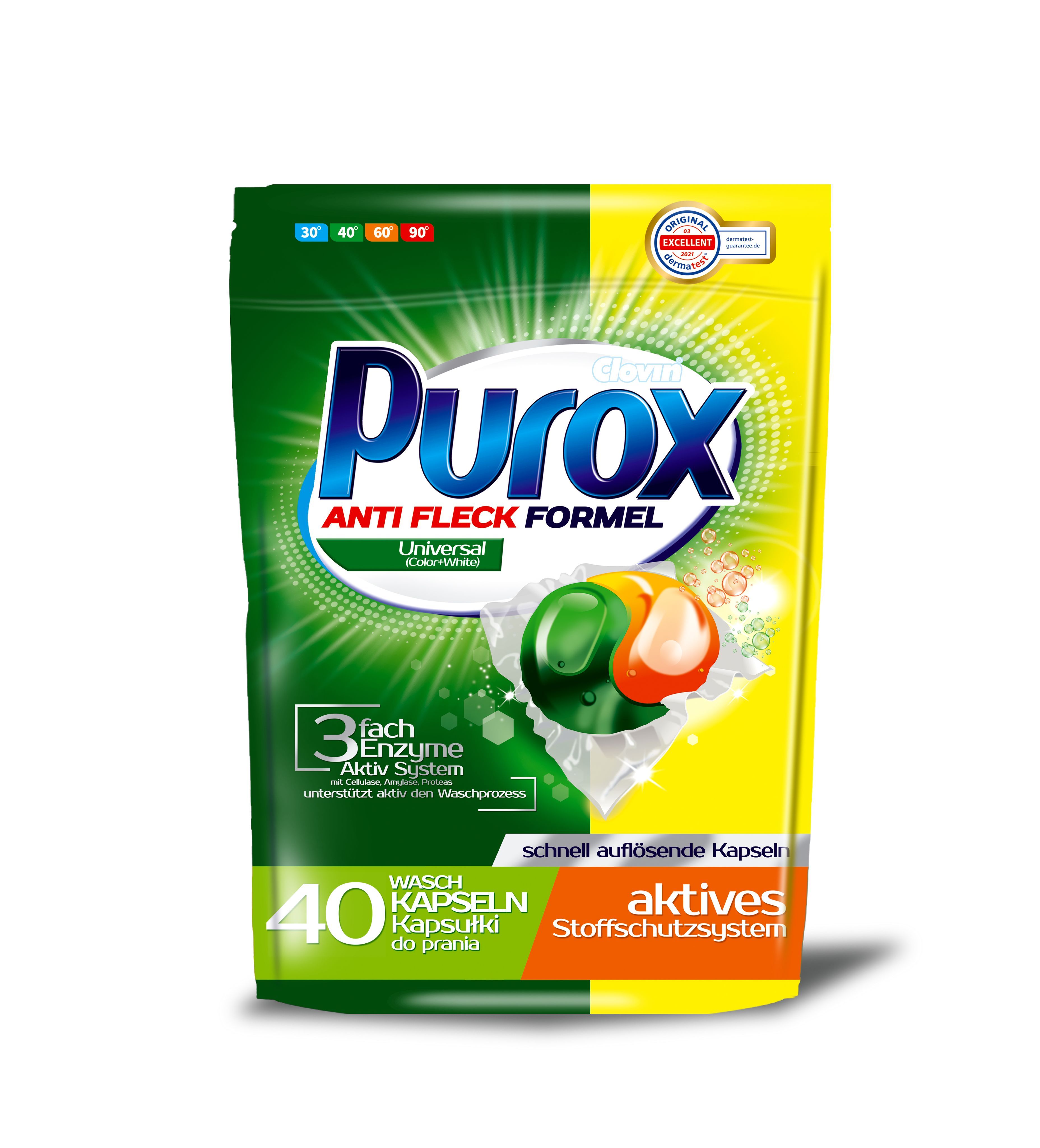 Clovin Капсулы для стирки белья Purox color & white универсальные для белого,  цветного и черного 40 шт, Польша - купить с доставкой по выгодным ценам в  интернет-магазине OZON (740731106)