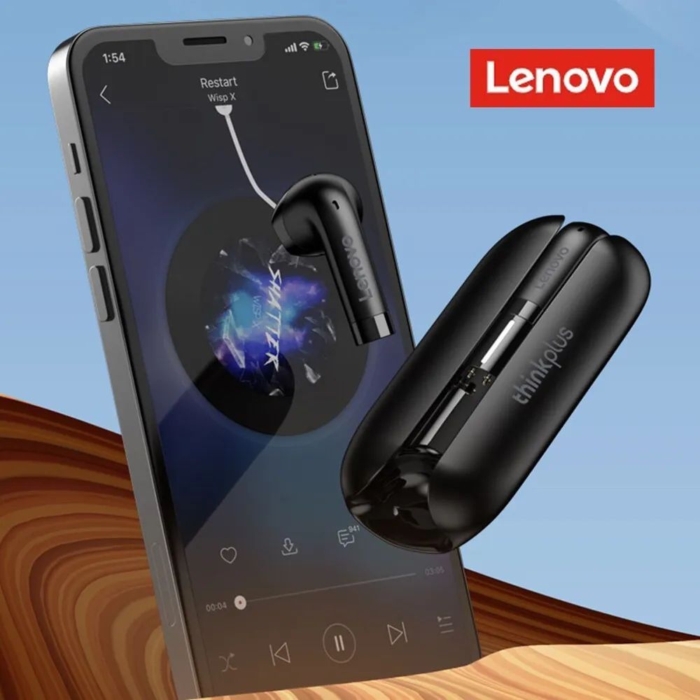 Наушники беспроводные с низкой задержкой Lenovo TW60B True Wireless Earbuds  черные