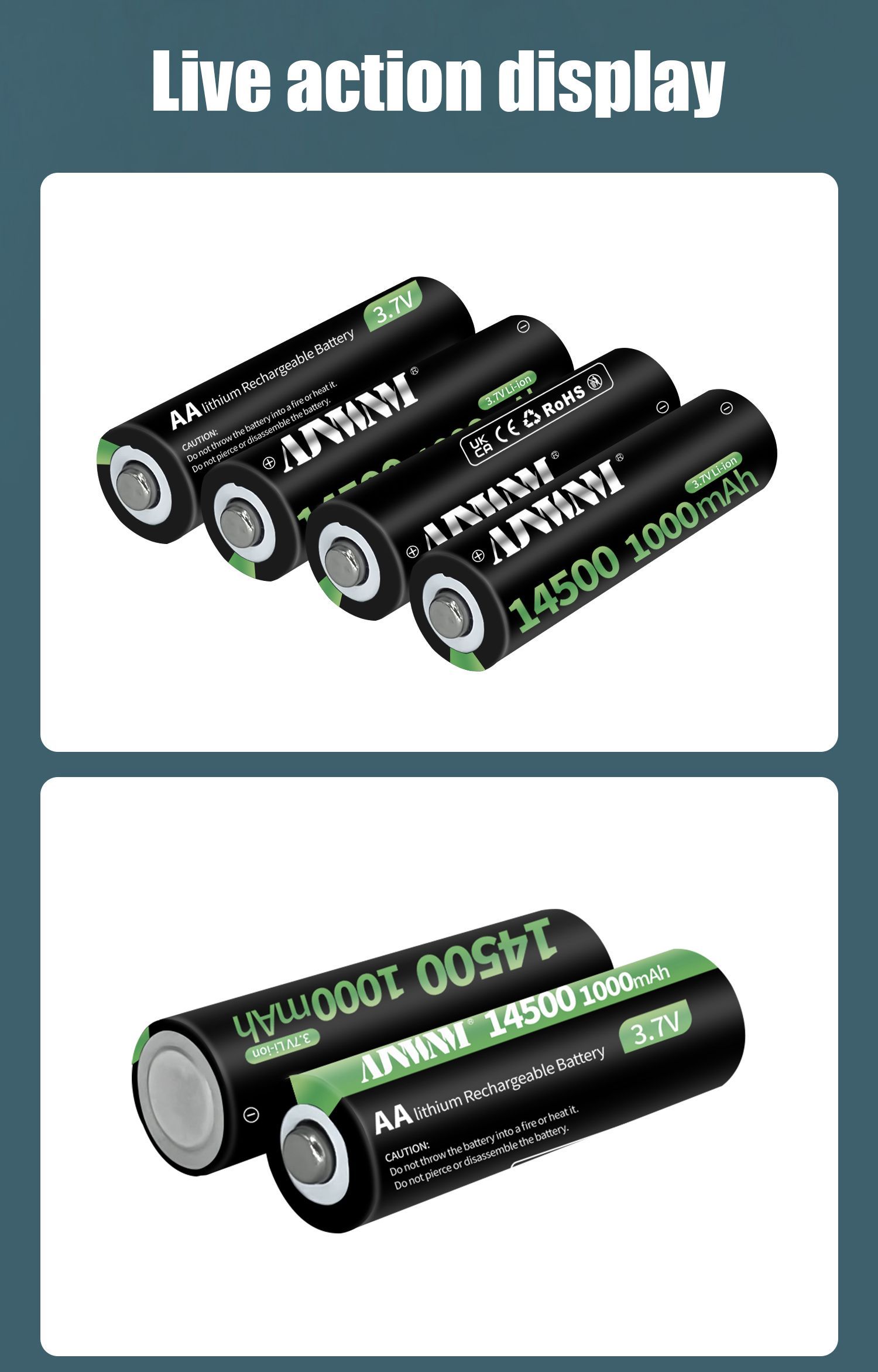 аккумуляторной батареи АА ICR 14500/800 1000mAh 3.7V 8 шт. + коробка ...