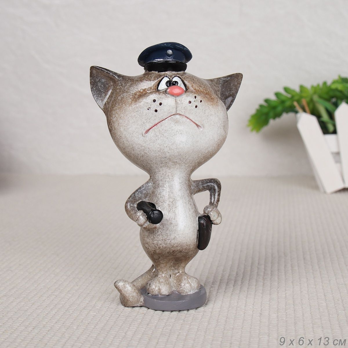 Статуэтка Кот полицейский, полистоун, 9 х 6 х 13 см — фото 3