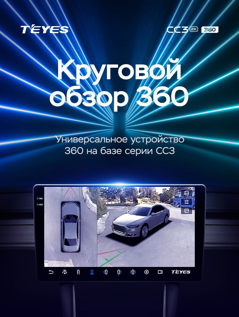 Магнитола Teyes VOLKSWAGEN PASSAT 7 B7 2015-2018 F 2 с системой кругового  обзора 360, Teyes CC3 2K 6/128 ГБ, 360 градусов, 4 камеры, полотно для  настройки 360, рамка + проводка в комплектеШтатное