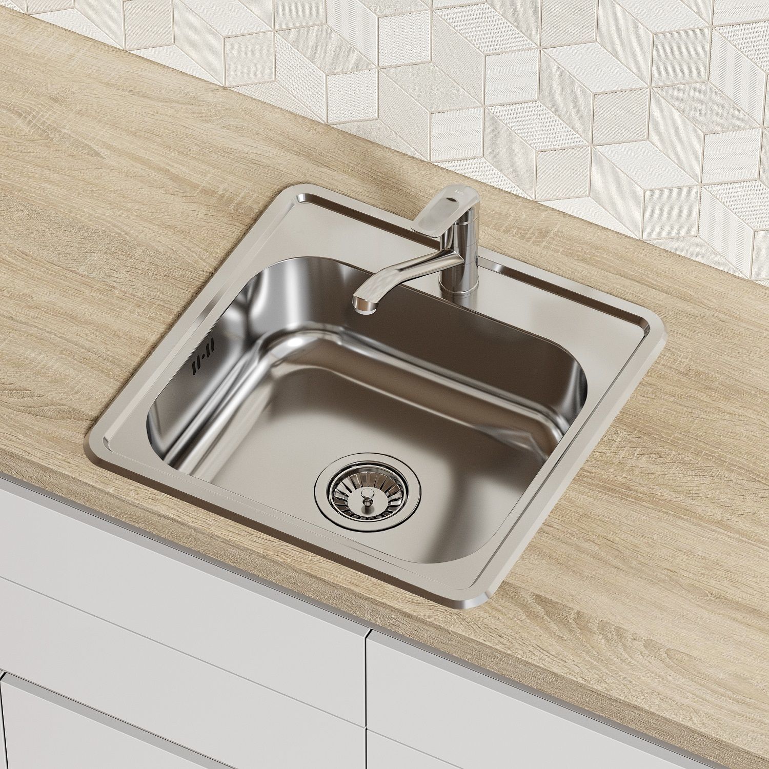 Фото товара на маркетплейсе ozon Мойка для кухни IDDIS, врезная, 49х49х18 см, нержавеющая сталь, без крыла, глянцевая, Стрит (Strit), STR48P0i77