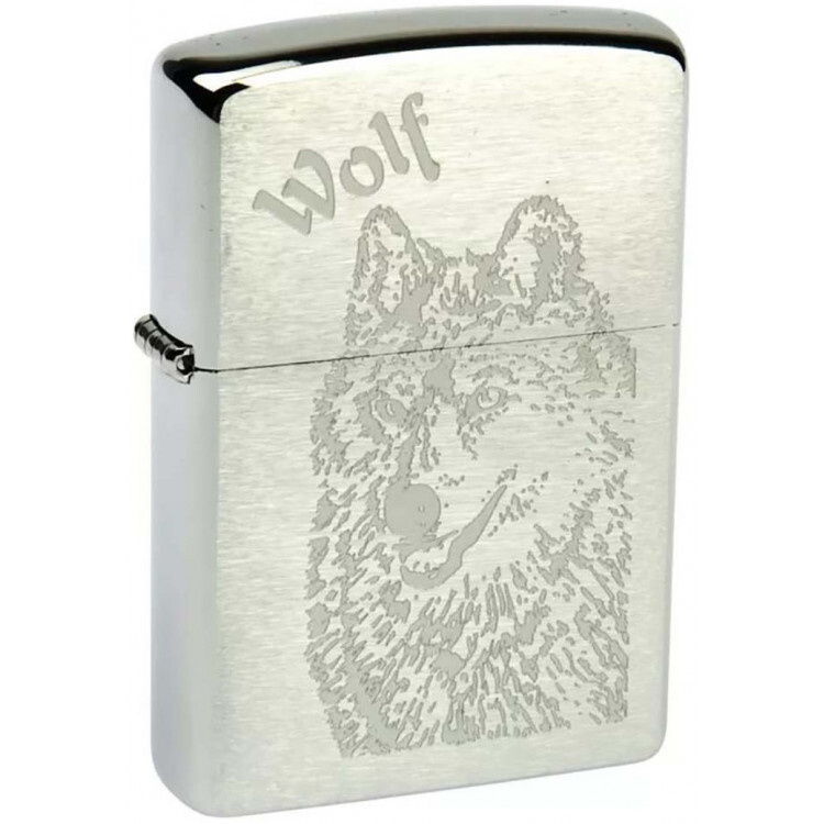 Зажигалка бензиновая ZIPPO Wolf Brushed Chrome #1