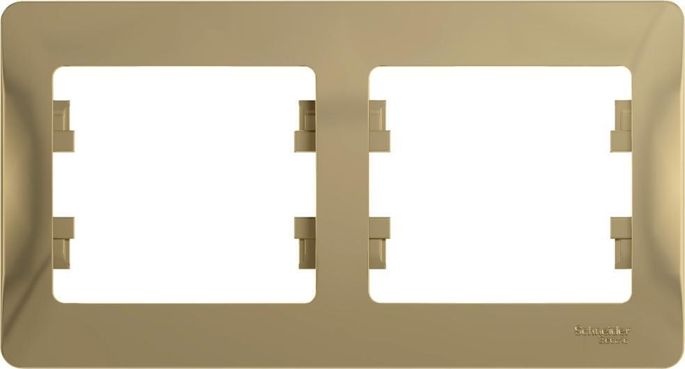 Рамка Schneider Electric Glossa двухместная горизонтальная титан #1