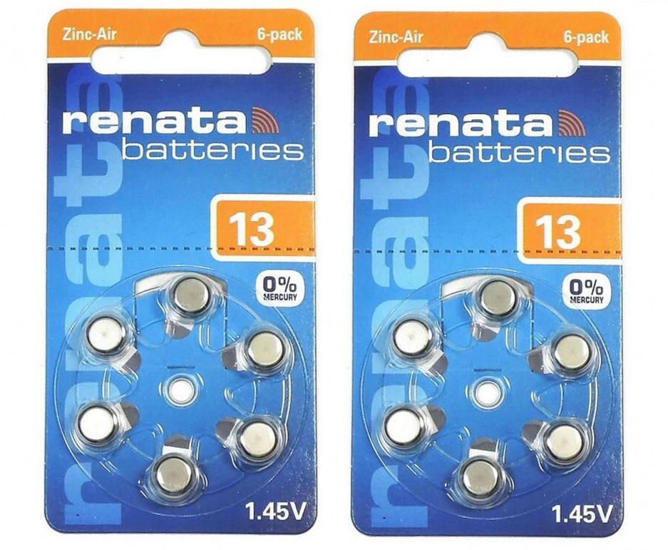 Батарейки для слухового аппарата Renata ZA13, 12 шт - купить с ...