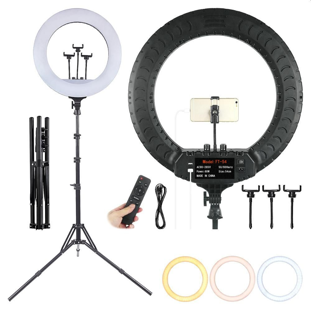 Кольцевая селфи-лампа 54 см LED Soft Ring Light RL-21 с пультом Д/У,  Bluetooth пультом для селфи, сумкой для переноски и штативом - купить с  доставкой по выгодным ценам в интернет-магазине OZON (685699383)