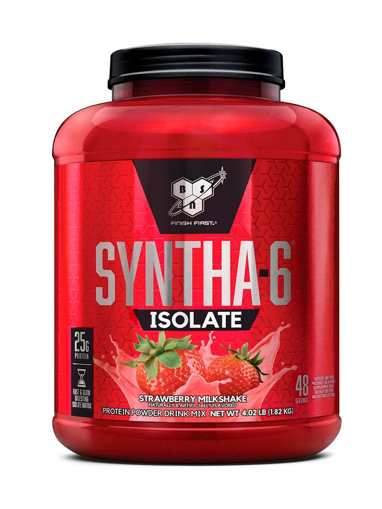 Изолят протеина + BCAA BSN Syntha-6 Isolate 1820 гр Клубничный Молочный Коктейльe  #1