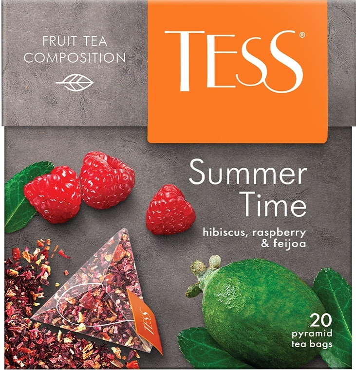 Чай в пакетиках Tess Пирамидки Summer Time (гибискус, малина с ароматом фейхоа), 20 пак.*1.8 гр