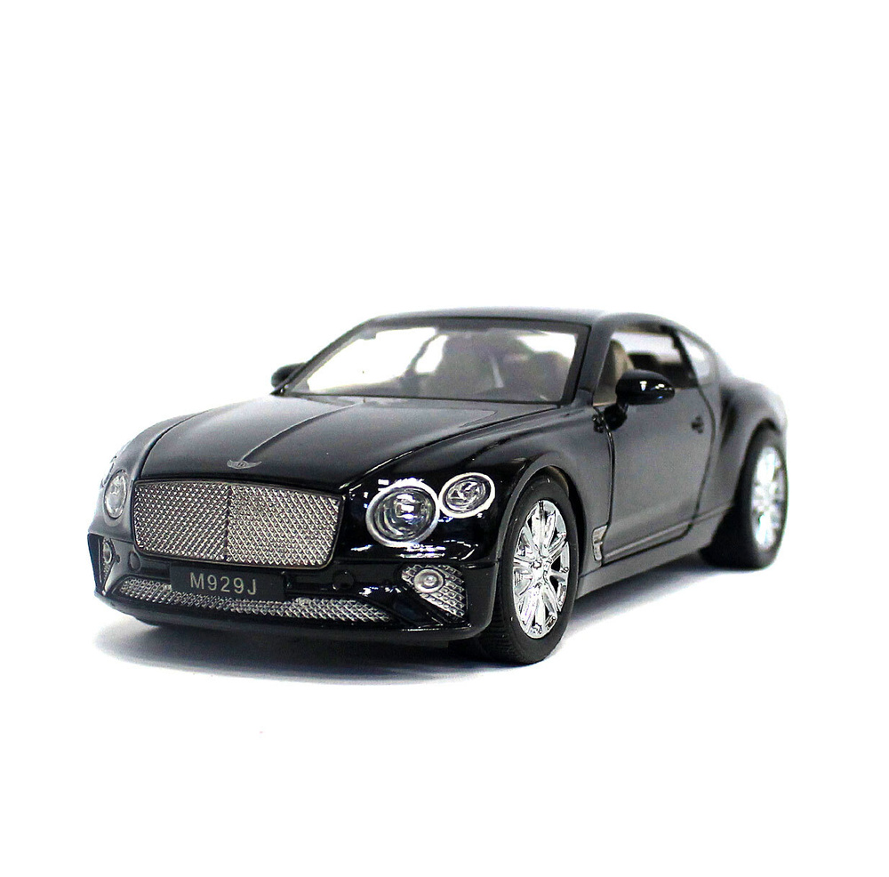 Металлическая инерционная машинка Bentley Continental GT черная, масштаб  1:24, длина 21 см., открываются двери, капот и багажник, свет фар и звук  мотора - купить с доставкой по выгодным ценам в интернет-магазине OZON  (1134486943)