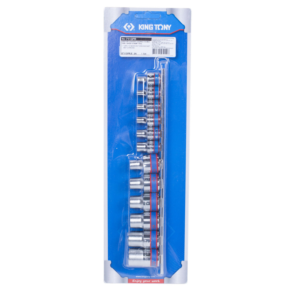 Набор торцевых головок 1/2"&3/8", TORX Е-стандарт, Е4-Е20, 12 предметов KING TONY 7113PR #1