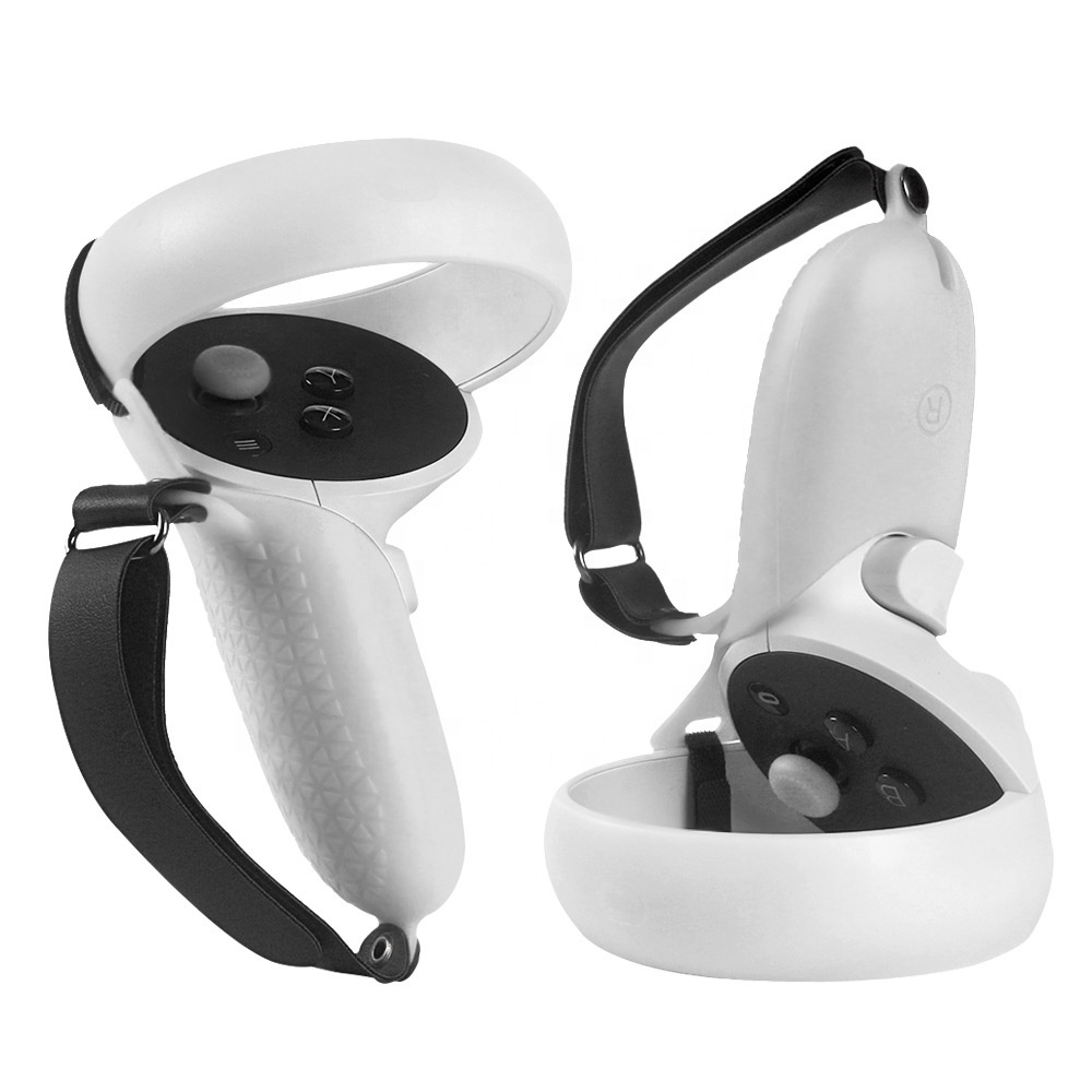 Силиконовые чехлы для ручек контроллеров Oculus Quest 2 с ремешками, белые (2 шт)  #1