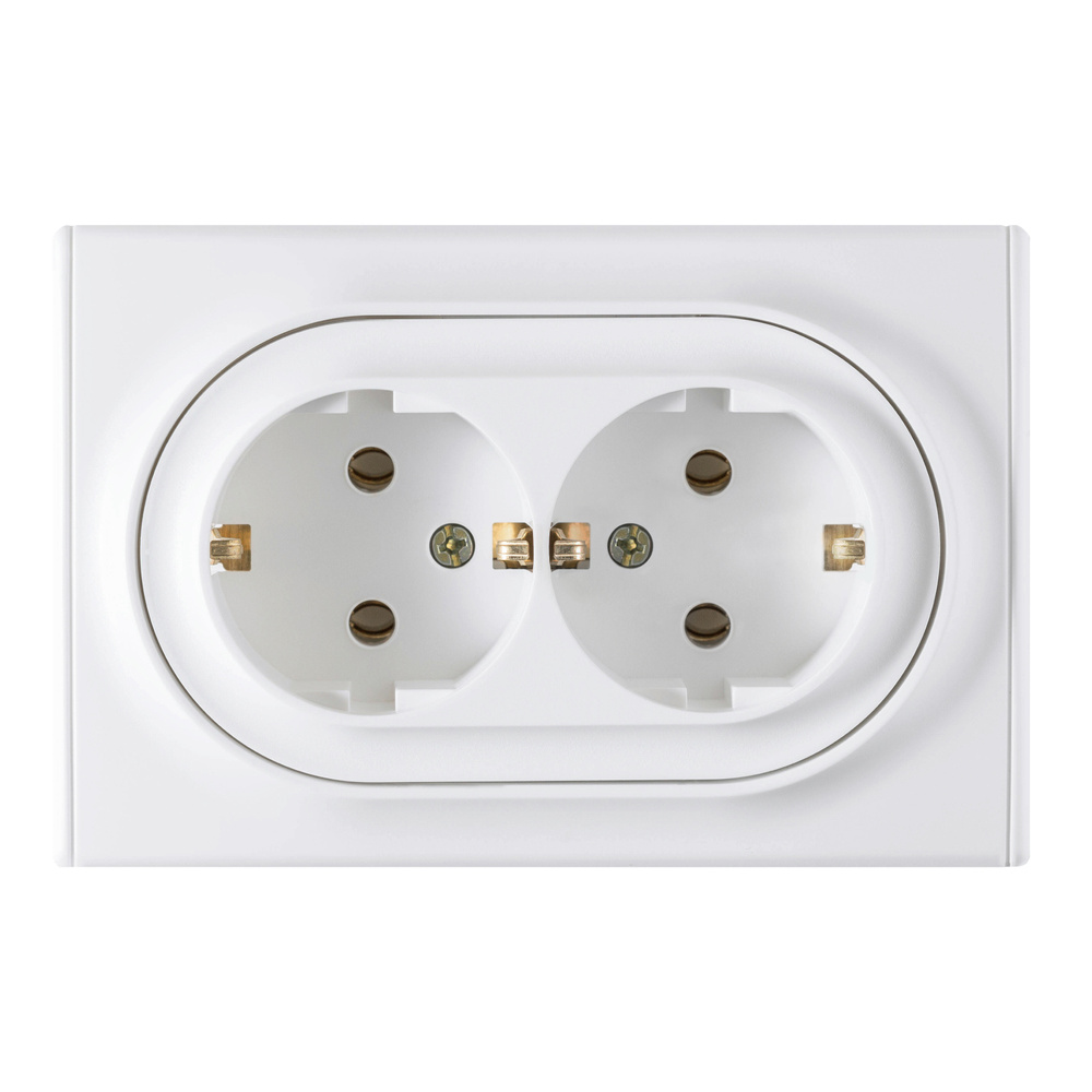 Розетка двойная OneKeyElectro, в сборе, с заземлением винтовые контакты ...