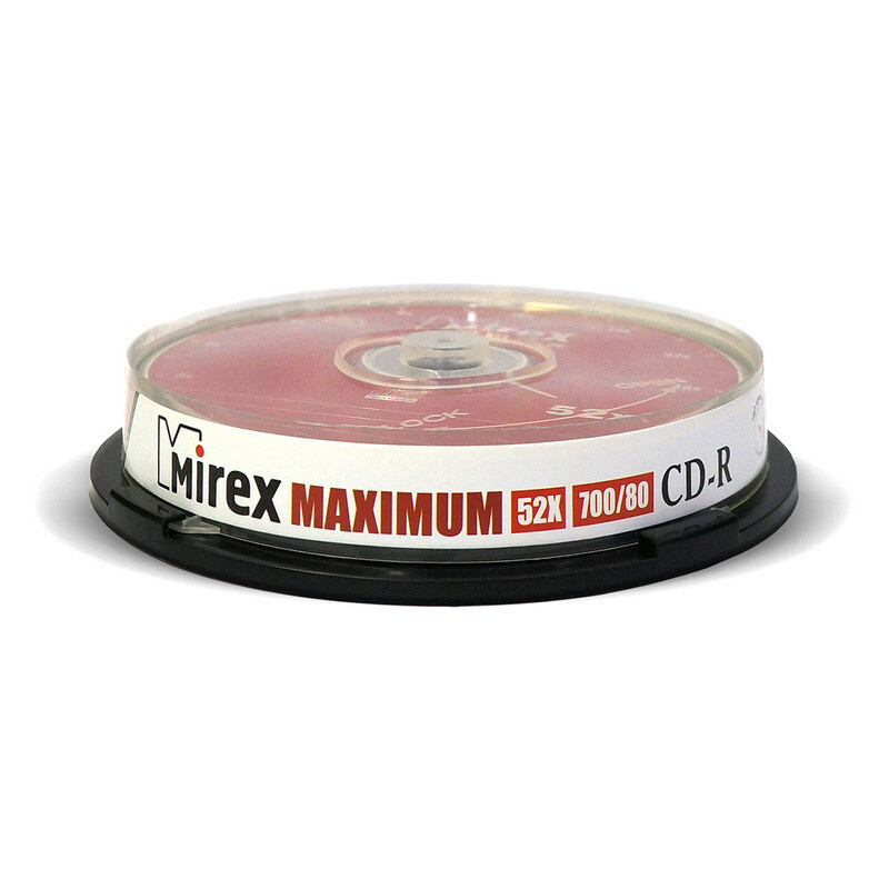 Носители информации CD-R, 52x, Mirex Maximum, Cake/10 - купить с ...