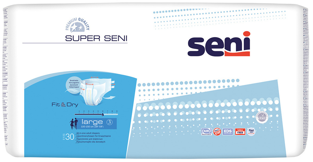 Подгузники для взрослых Super Seni large (обхват 100-150 см), 30 шт. -  купить с доставкой по выгодным ценам в интернет-магазине OZON (334627918)