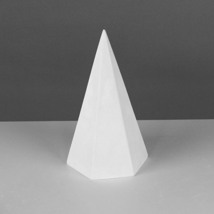 Геометрическая фигура ПИРАМИДА шестигранная, 20 см (гипсовая)  #1