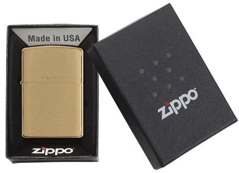 Оригинальная многоразовая зажигалка ZIPPO / ЗИППО бензиновая 204 Brushed Solid Brass /Зажигалки для курения/Подарочные #1