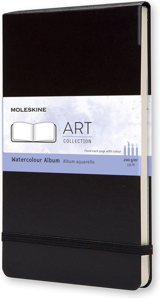 Блокнот для акварели Moleskine ART WATERCOLOR Large, А5, сшитый, твердая обложка, 72 л, черный  #1