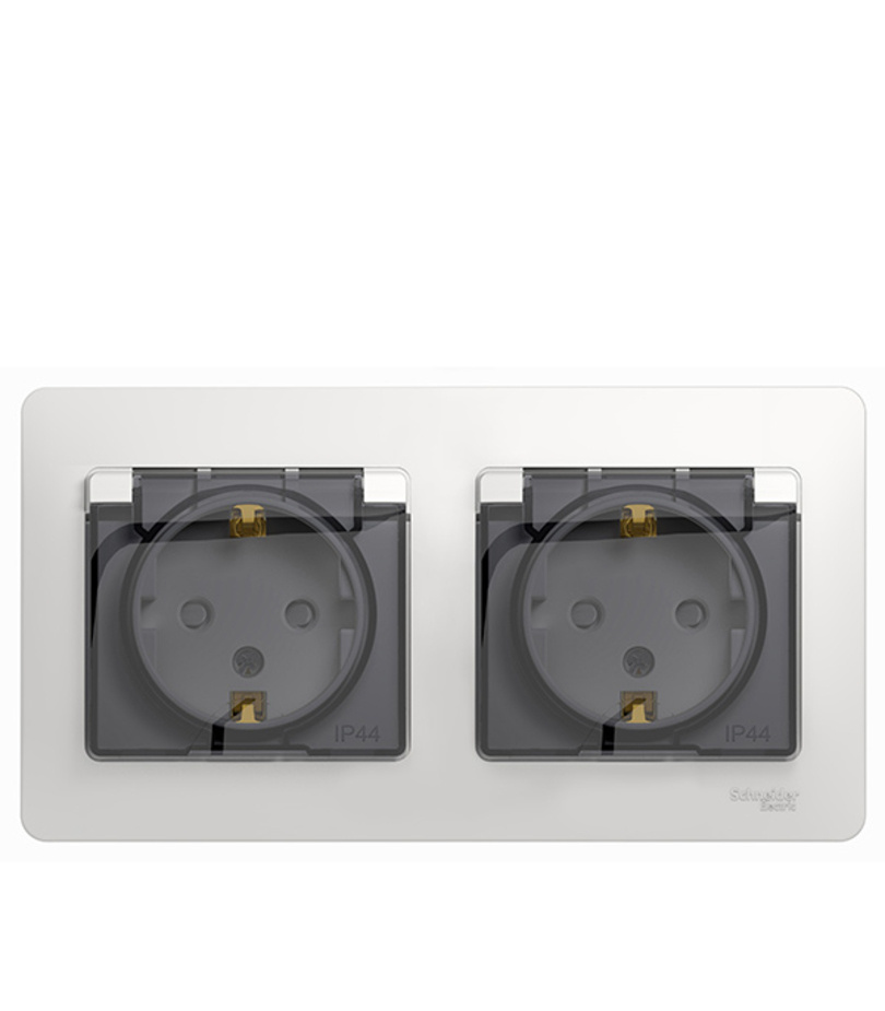 Розетка с рамкой Schneider Electric Glossa GSL000147 двойная скрытая ...