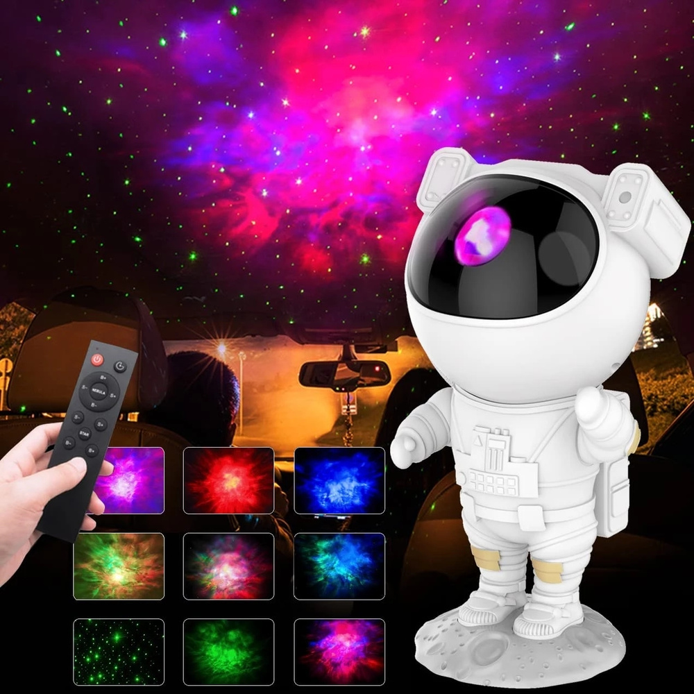 Музыкальный детский ночник проектор; светильник космонавт звездного неба; для сна настольный
