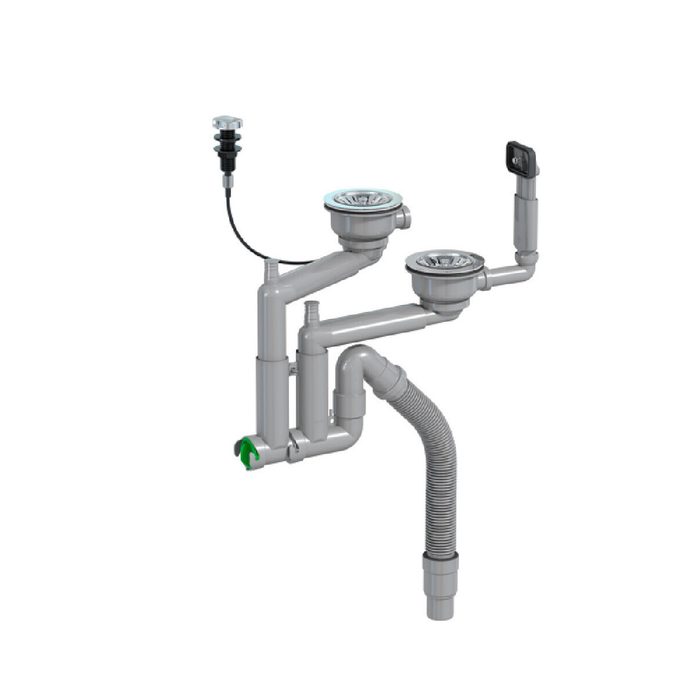 Комплект универсальный Smartloc сифон для двойной кухонной мойки DN114 ...