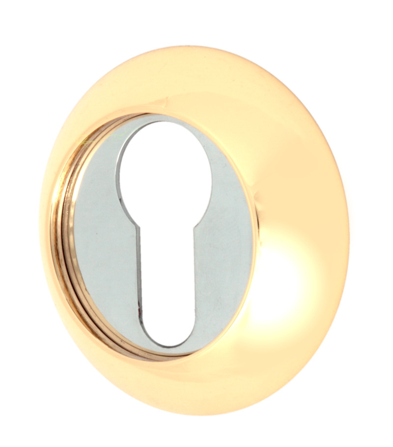 Накладки дверные под цилиндр на круглом основании Valey Золото/блестящий хром (2 шт)  #1
