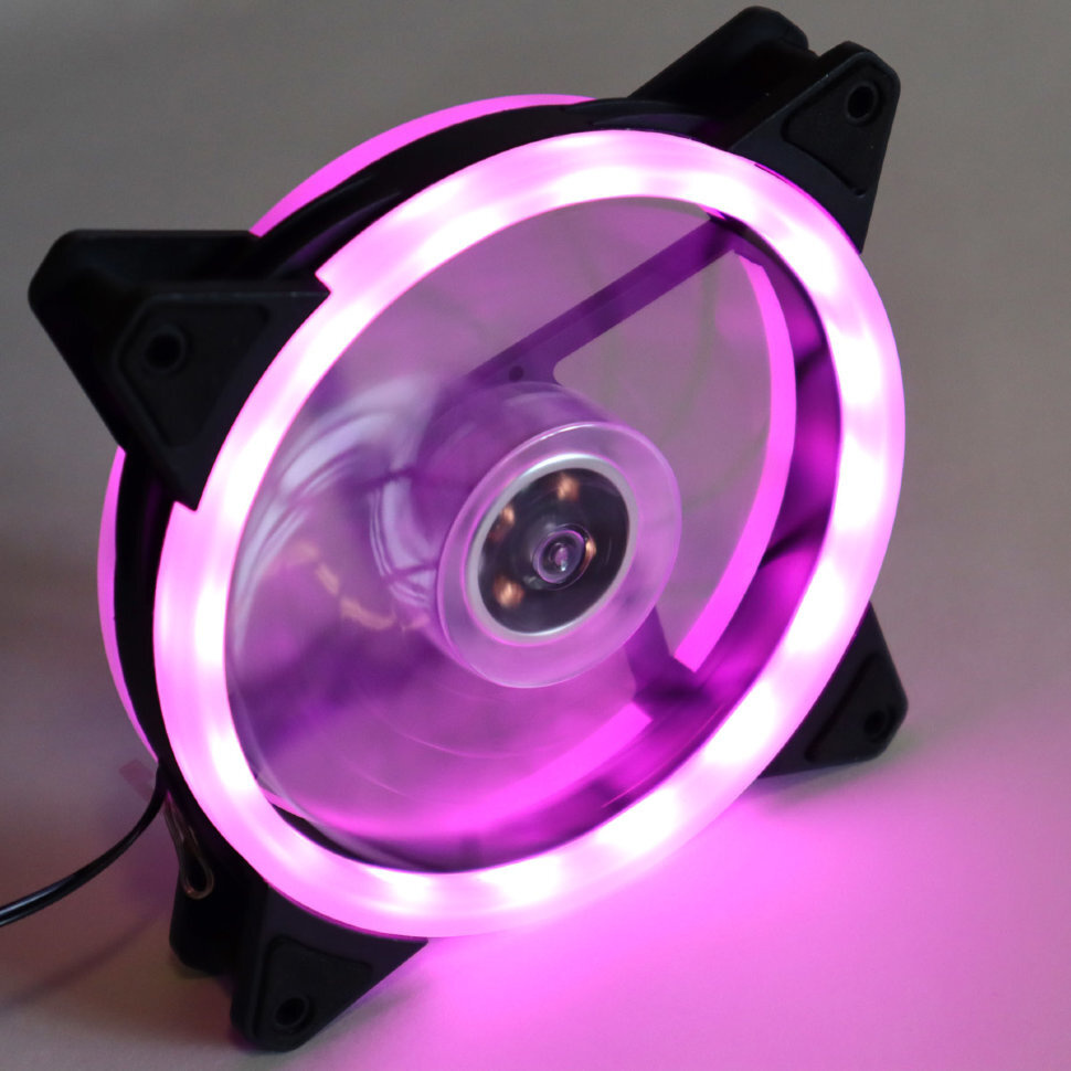 Вентилятор 120 мм c подсветкой розовый прозрачный для компьютера молекс ...