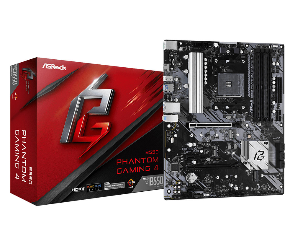 Материнская плата ASRock B550 PHANTOM GAMING 4 купить по низкой цене с  доставкой и отзывами в интернет-магазине OZON (870285982)