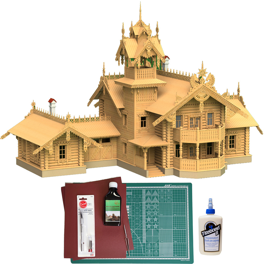 Загородный летний дом, 2880 деталей, 350х240х270 мм, М.1:72, Россия,  подарочный набор, cборная модель здания из дерева с инструментами, Россия -  купить с доставкой по выгодным ценам в интернет-магазине OZON (519579912)