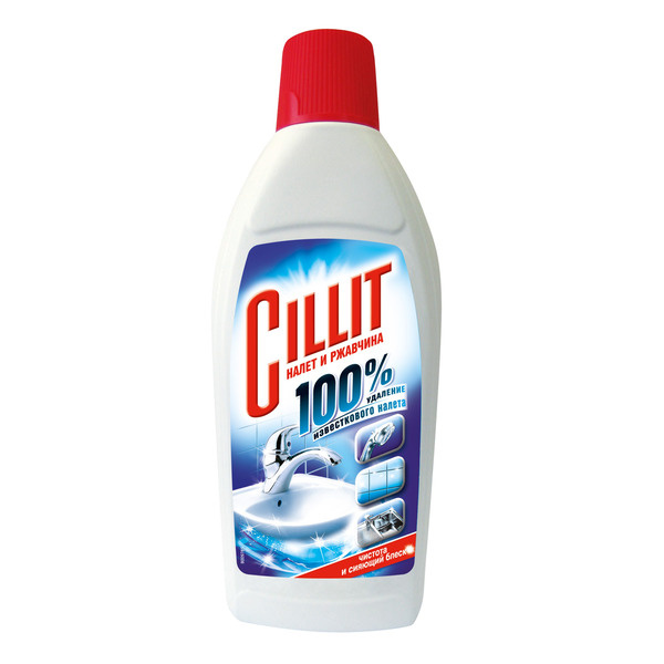  средство Cillit для удаления известкового налета и ржавчины .