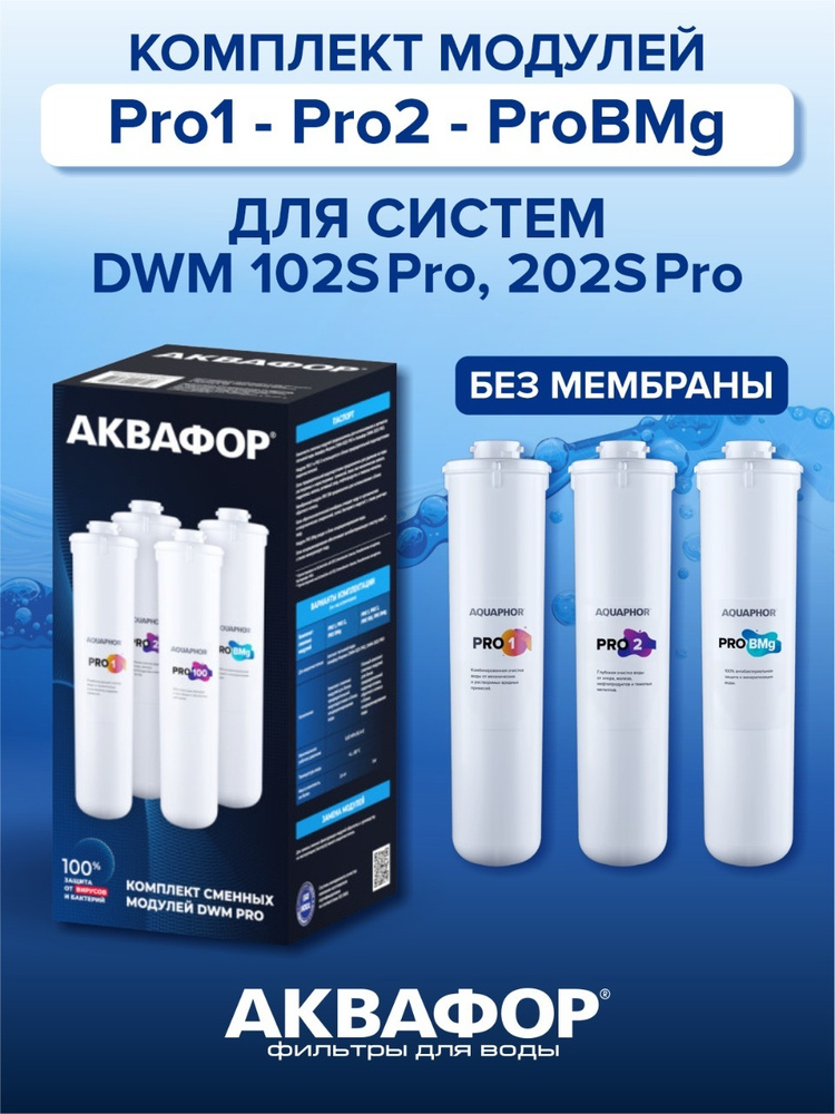 Комплект сменных модулей для Аквафор DWM-102S Pro и DWM-202S Pro (без мембраны)/ комплект Pro1,Pro2,ProBMg #1