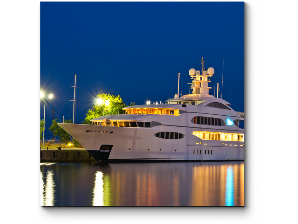 Модульная картина Красавица-яхта в ночном порту - купить по выгодной ...