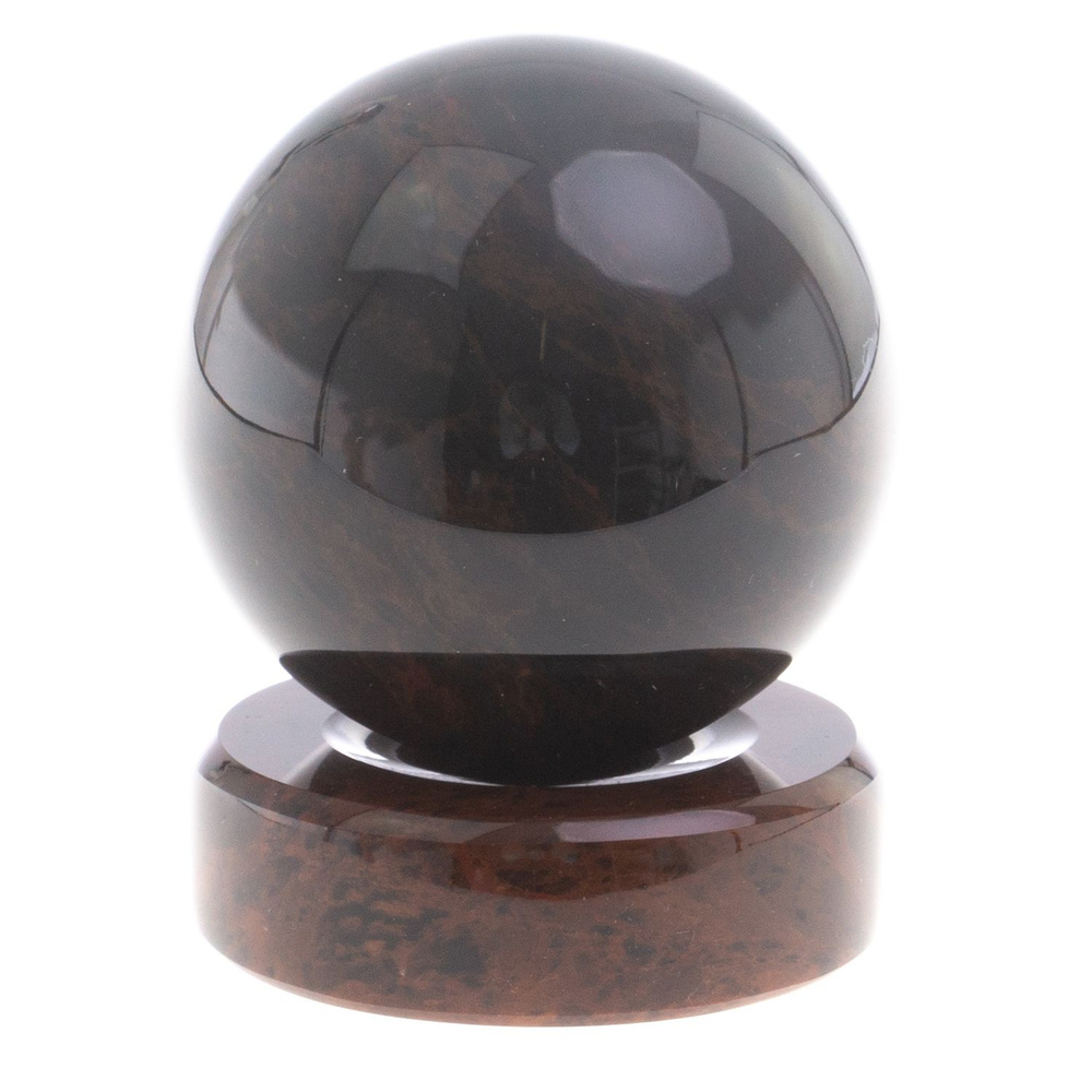 Шар из обсидиана 7 см коричневый на подставке / шар декоративный / шар ...