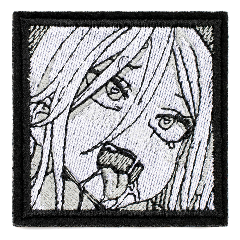 Нашивка, шеврон, патч (patch) Ahegao Ахэгао аниме, размер 6,3*6,3 см