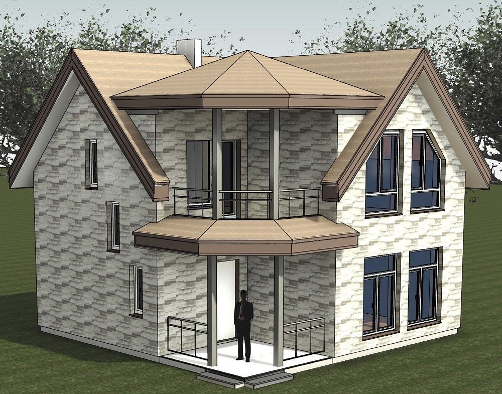 (91м2, 8х8м) Готовый проект дома из газобетона с мансардой и балконом - AS-2362-3  #1