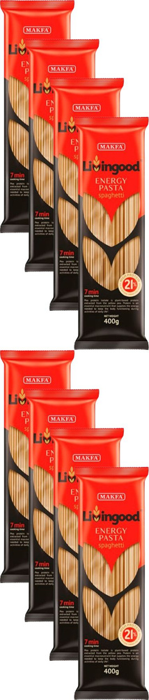 Макаронные изделия Livingood Energy Pasta Spaghetti, комплект: 8 упаковок по 400 г  #1
