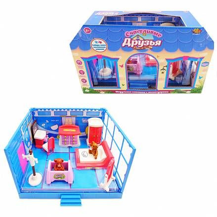 Игровой набор ABtoys В гостях у куклы Кукольный дом с мебелью и человечками 113 деталей